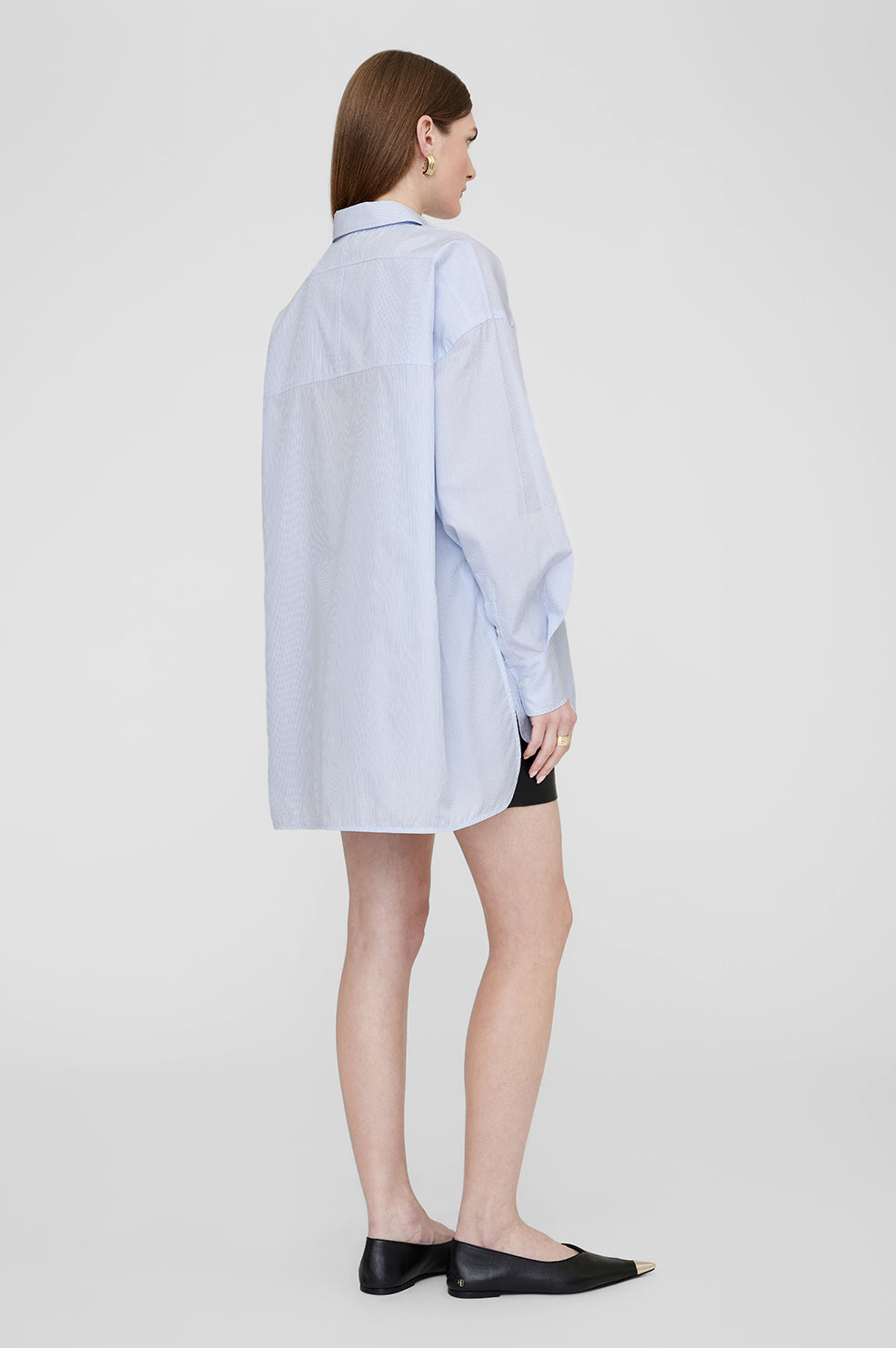 ANINE BING Chrissy Shirt - Blue And White Stripe - On Model Back