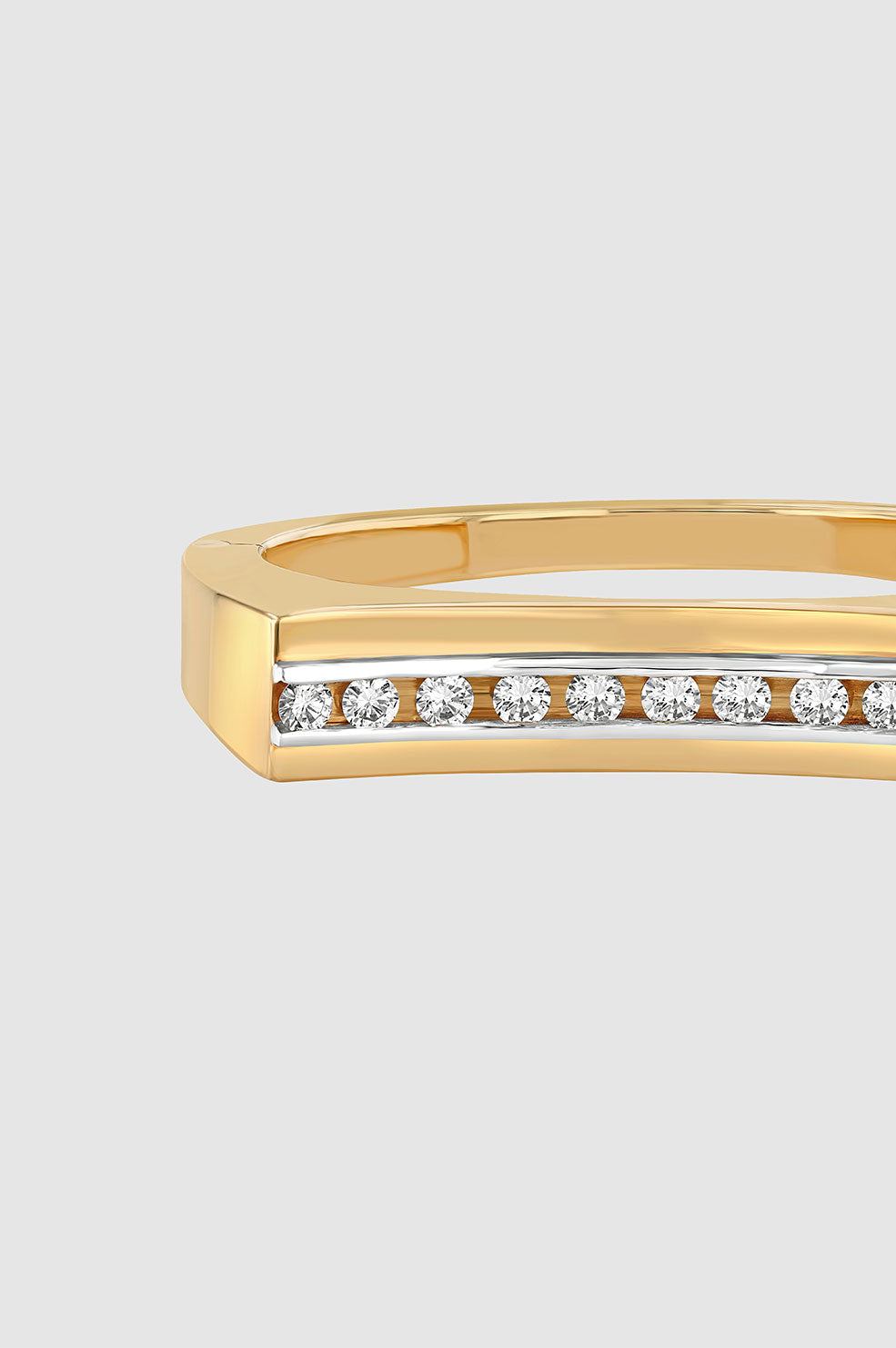 ANINE BING Chunky Curved Diamond Bangle - 14k Gold - Detail View