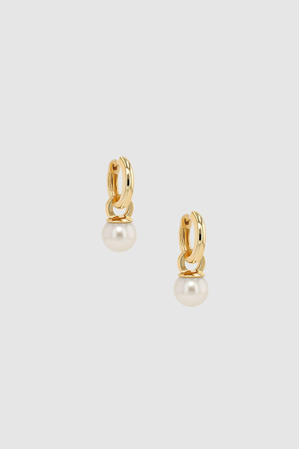 Chunky Hoops With Pearl Charms - 14k Gold