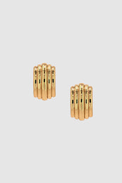 ANINE BING Chunky Ribbed Earrings - Gold - Front View