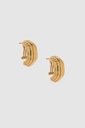 ANINE BING Chunky Ribbed Earrings - Gold - Side View