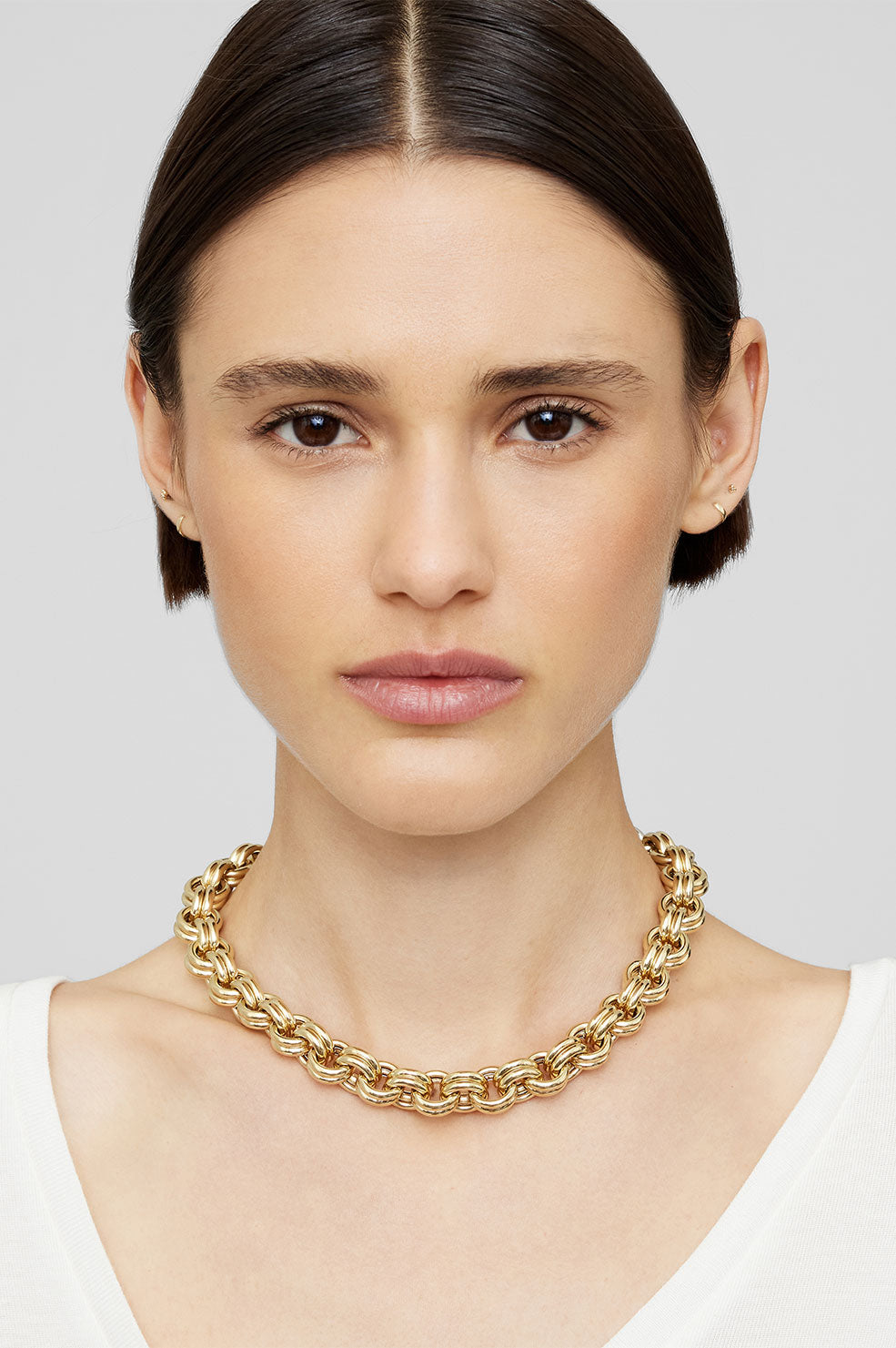 ANINE BING Chunky Double Chain Necklace - 14k Gold - On Model