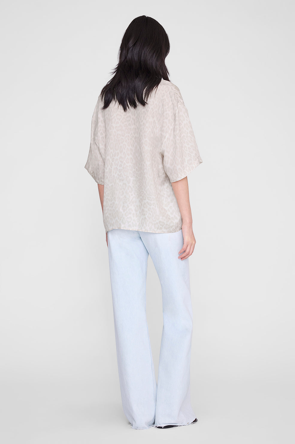 ANINE BING Coco Shirt - Washed White Leopard - on model back