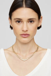 ANINE BING Coil Diamond Necklace - 14k Gold - On Model Front