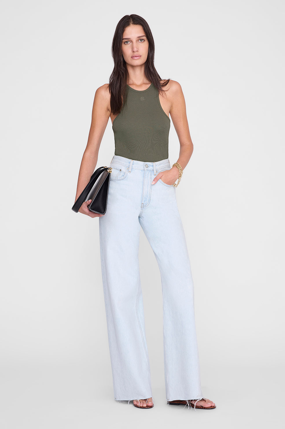 ANINE BING Cole Tank - Sage - on model front