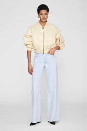 ANINE BING Cropped Leon Bomber - Butter Yellow - on model front second image