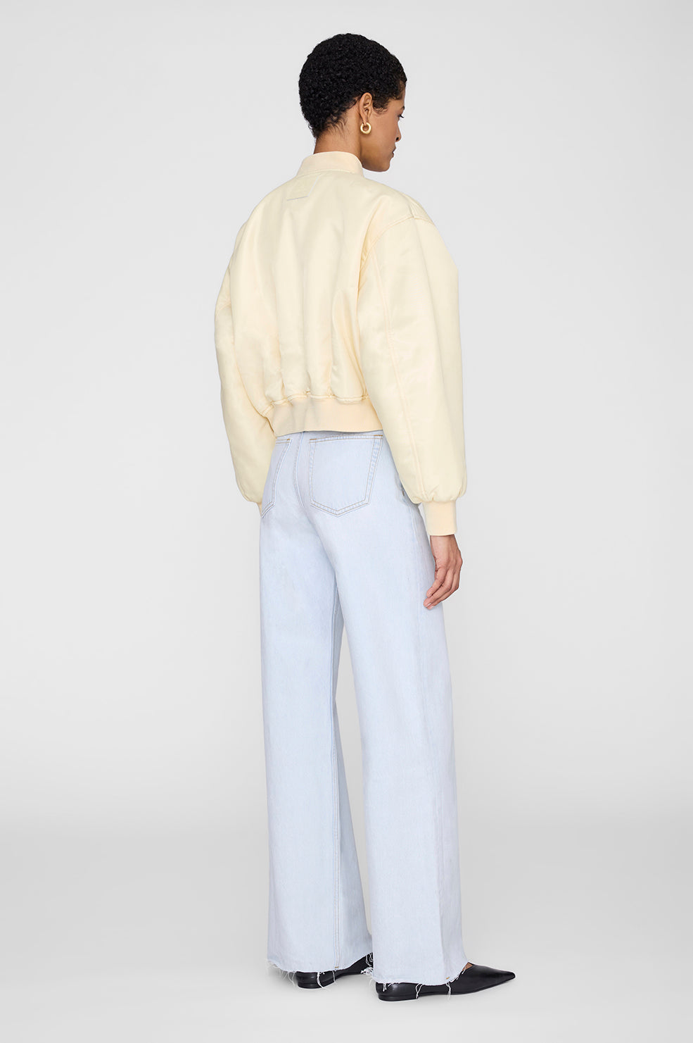 ANINE BING Cropped Leon Bomber - Butter Yellow - on model back