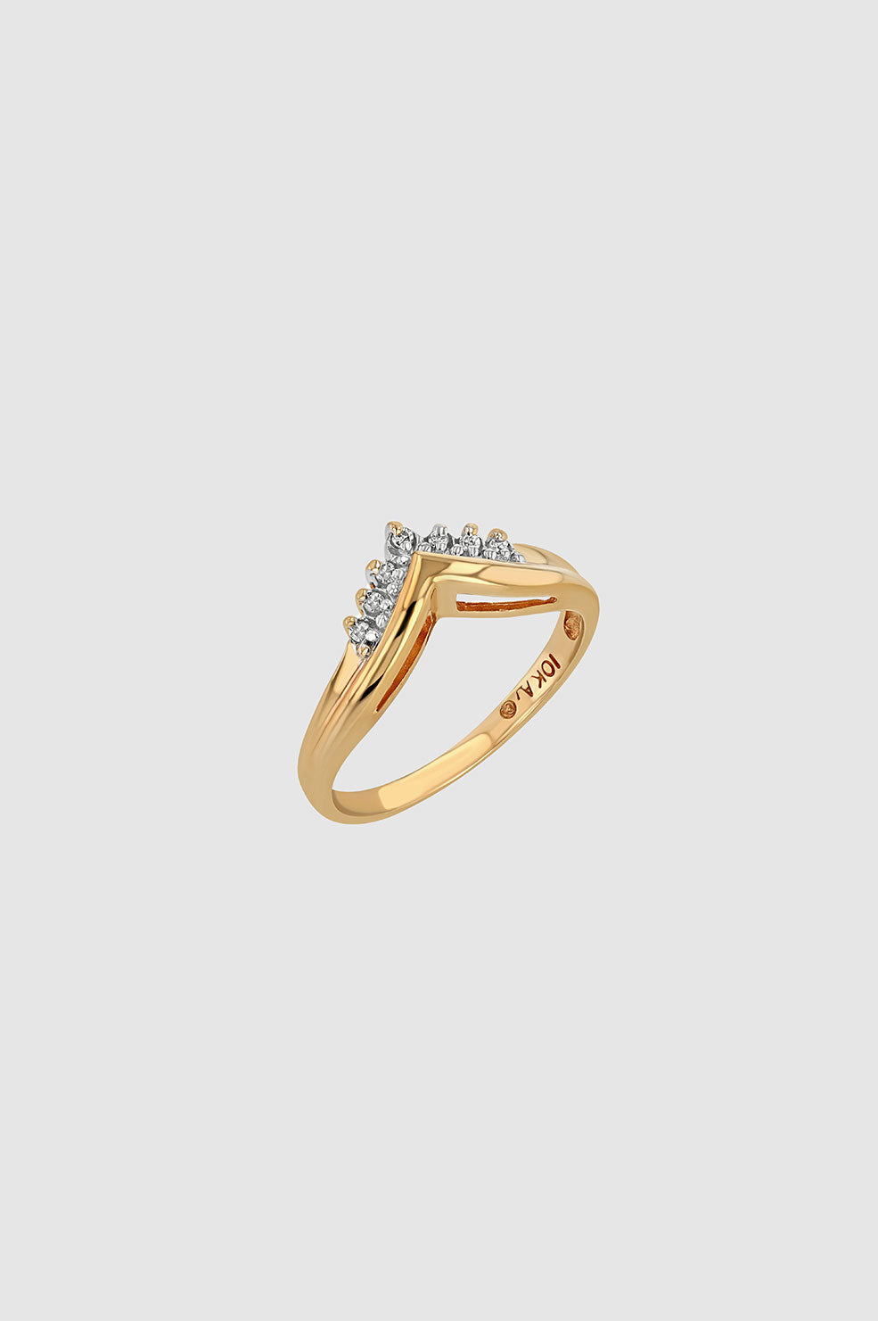 ANINE BING Curved Diamond Ring - 14k Gold - Top View