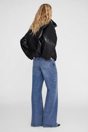 ANINE BING Cyrus Jacket - Black Recycled Leather - on model back