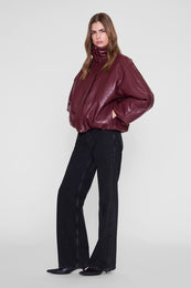 ANINE BING Cyrus Jacket - Burgundy Recycled Leather - on model back