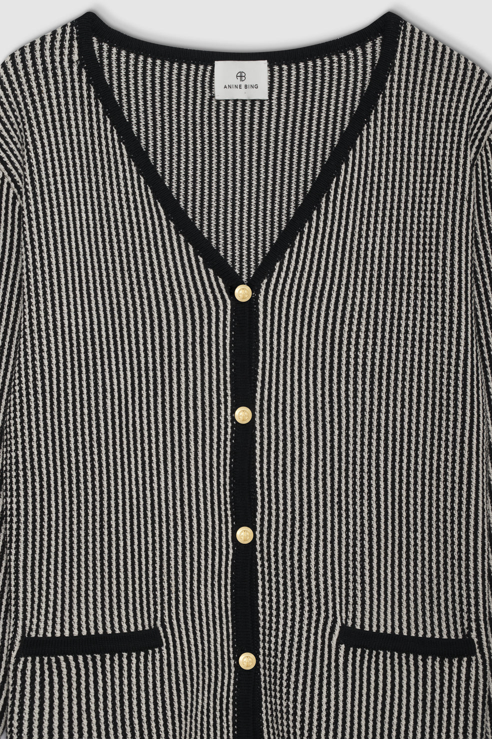 ANINE BING Dave Cardigan - Black And White - Detail View