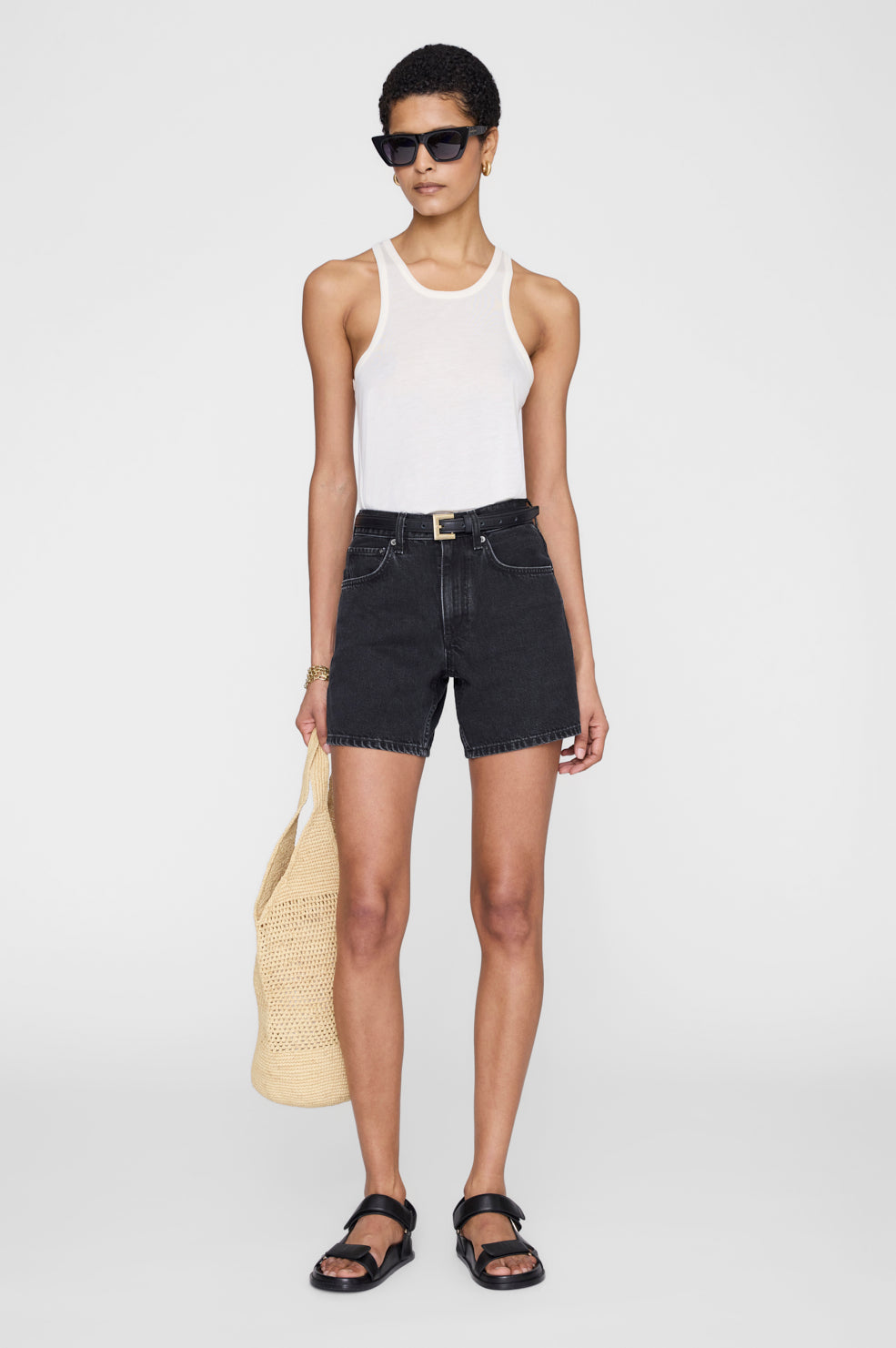 ANINE BING Delaney Short - Vintage Black - on model front