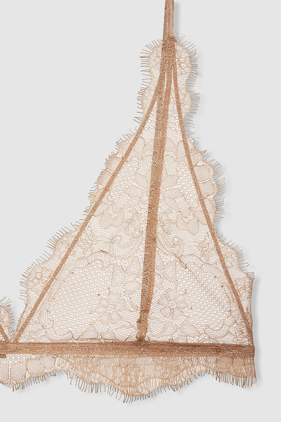 ANINE BING Delicate Lace Bra - Camel - Detail View