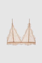 ANINE BING Delicate Lace Bra - Camel - Front View