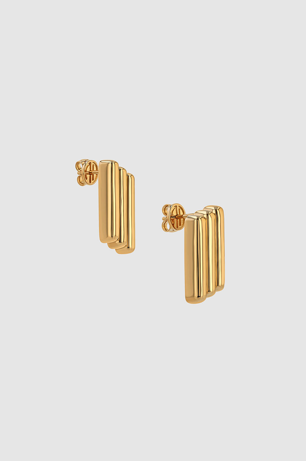 ANINE BING Diagonal Coil Earrings - Gold - Side View