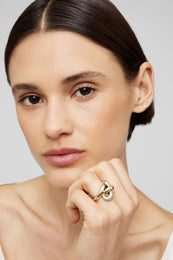 ANINE BING Diamond Knot Ring - 18k Gold - On Model