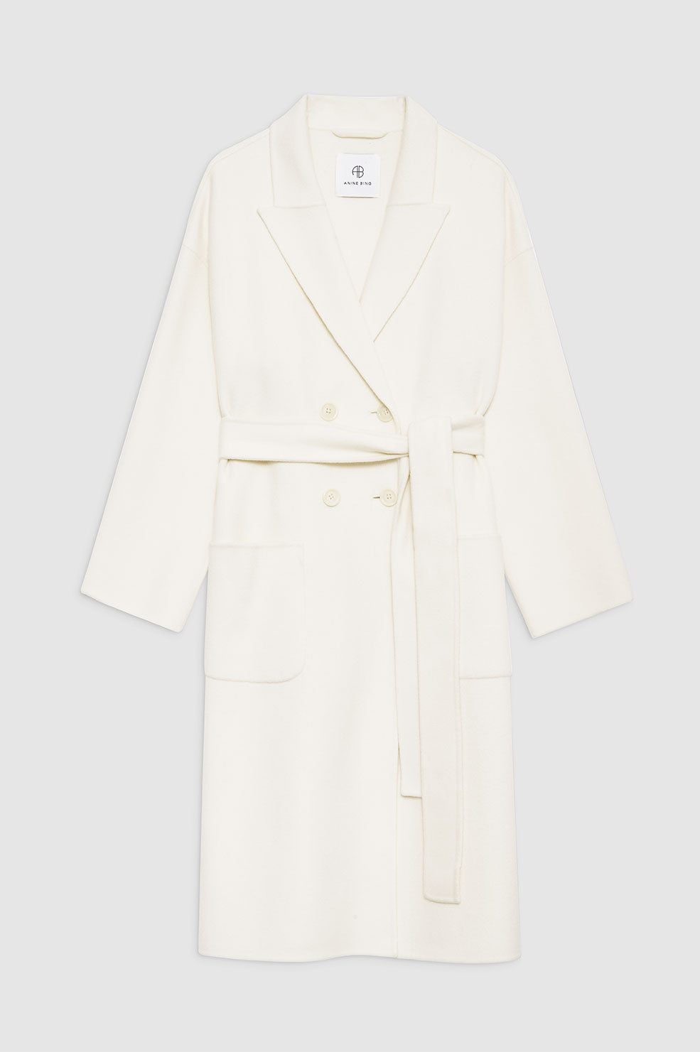 ANINE BING Dylan Coat - Ivory Cashmere Blend - Front View