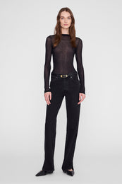 ANINE BING Elly Belt Smooth Leather - Black - on model front