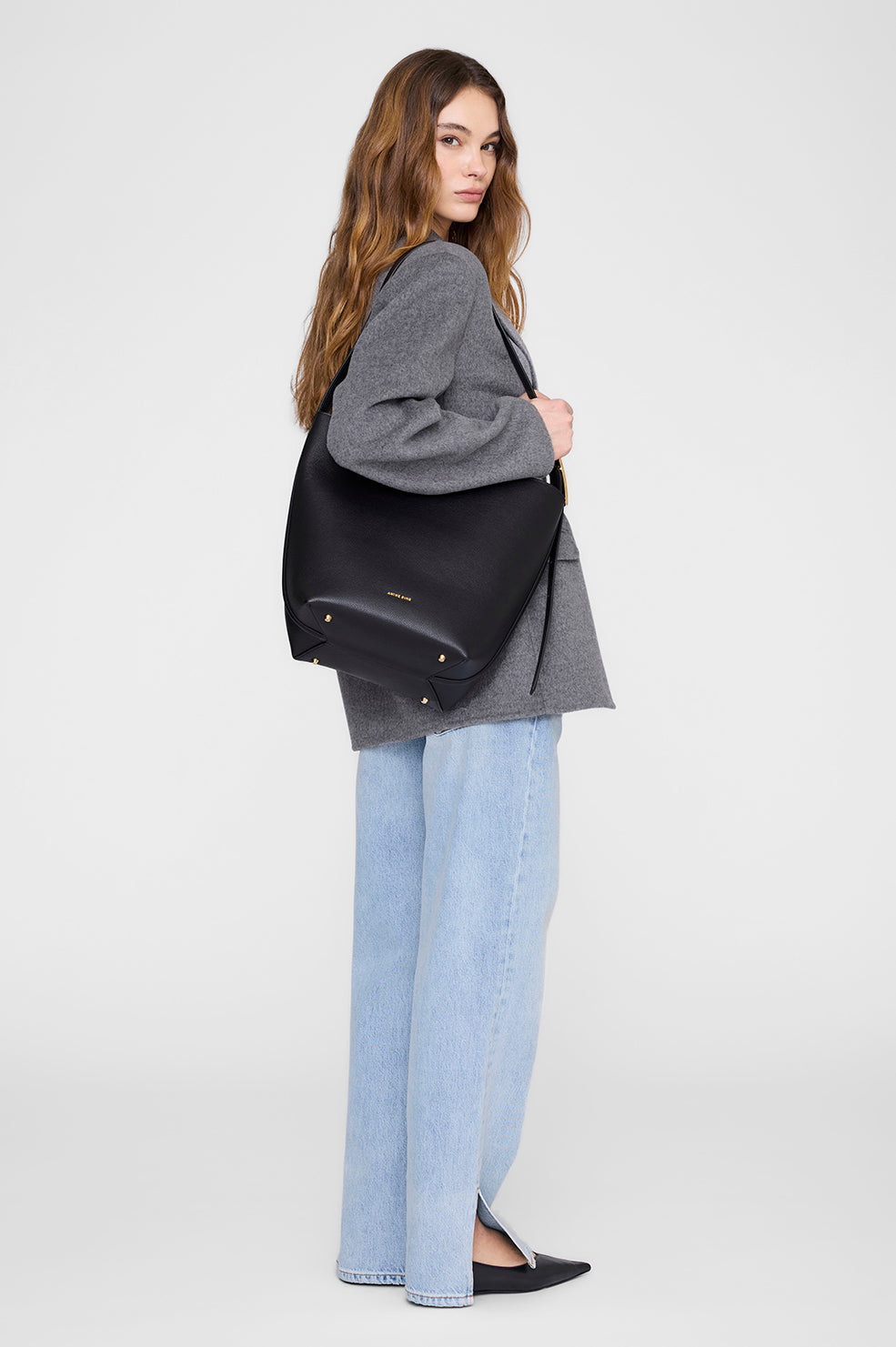 Elly Bucket Bag Grained Leather - Black