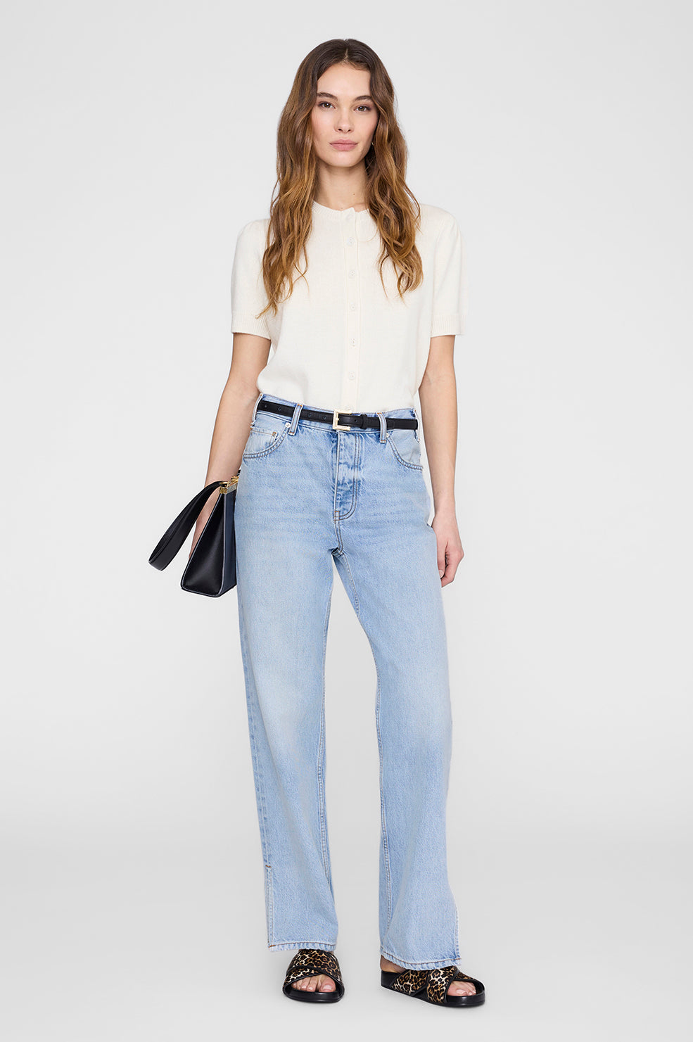 ANINE BING Emi Slides - Leopard - on model front