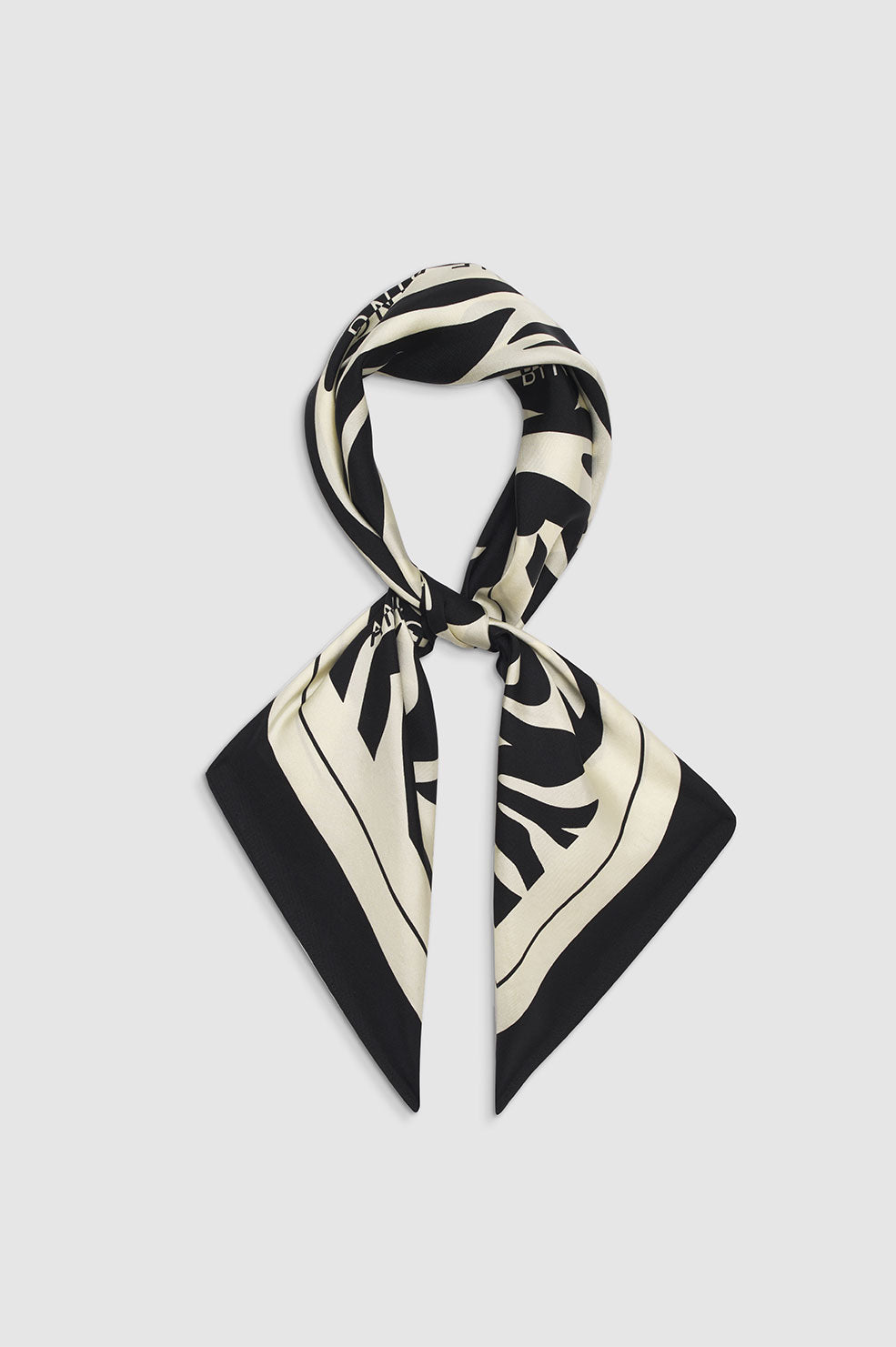 ANINE BING Evelyn Scarf - Black And Cream Zebra - Tied View