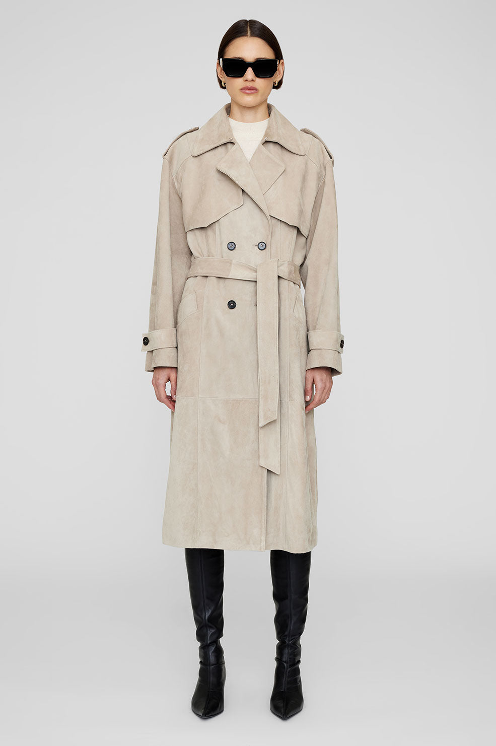 ANINE BING Finley Trench - Taupe - On Model Front Second Image