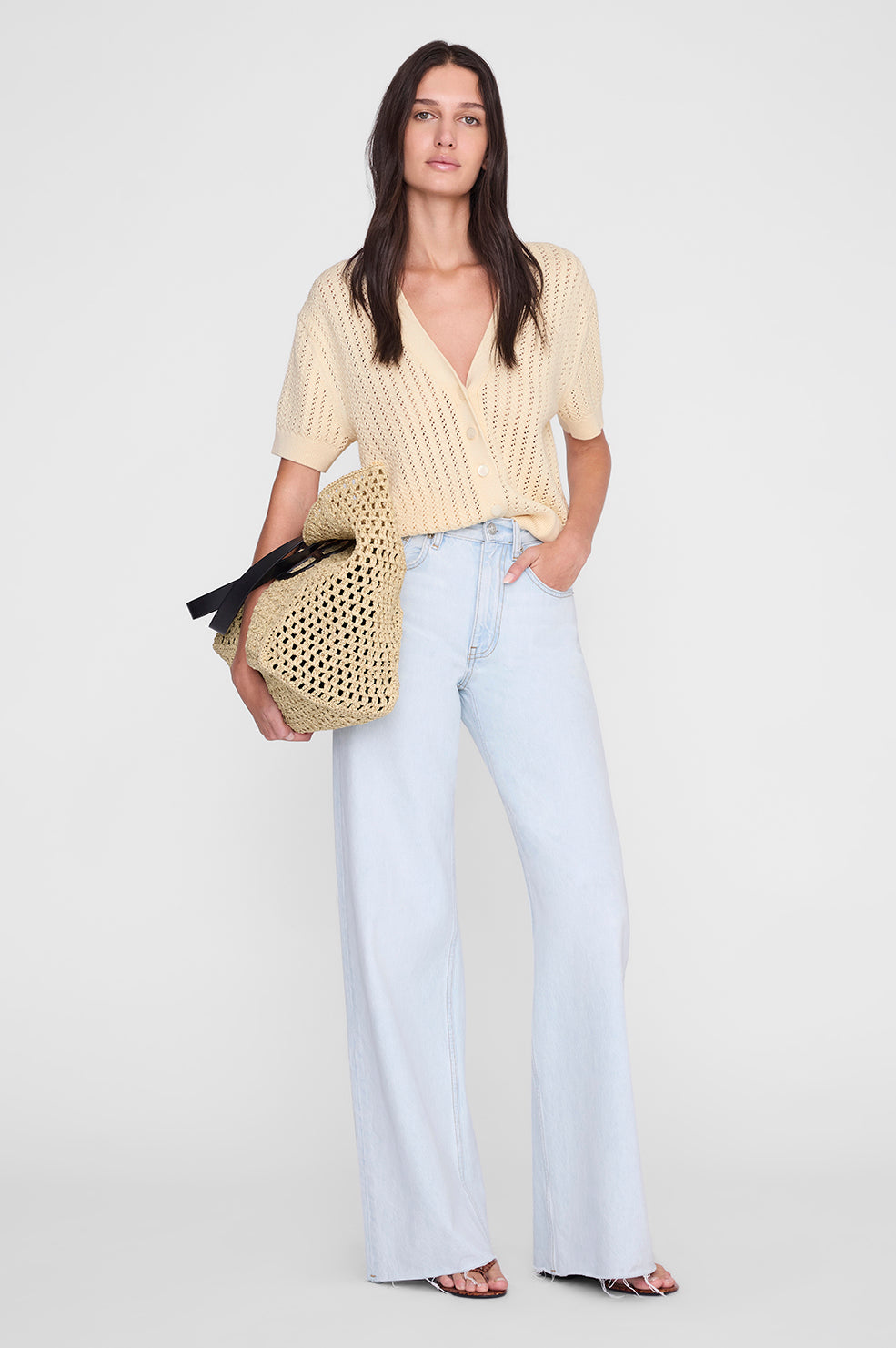 ANINE BING Flynne Cardigan - Cream - on model front