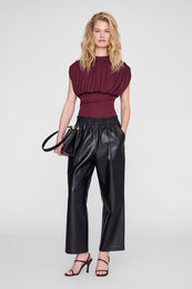 ANINE BING Fran Top - Burgundy - on model front