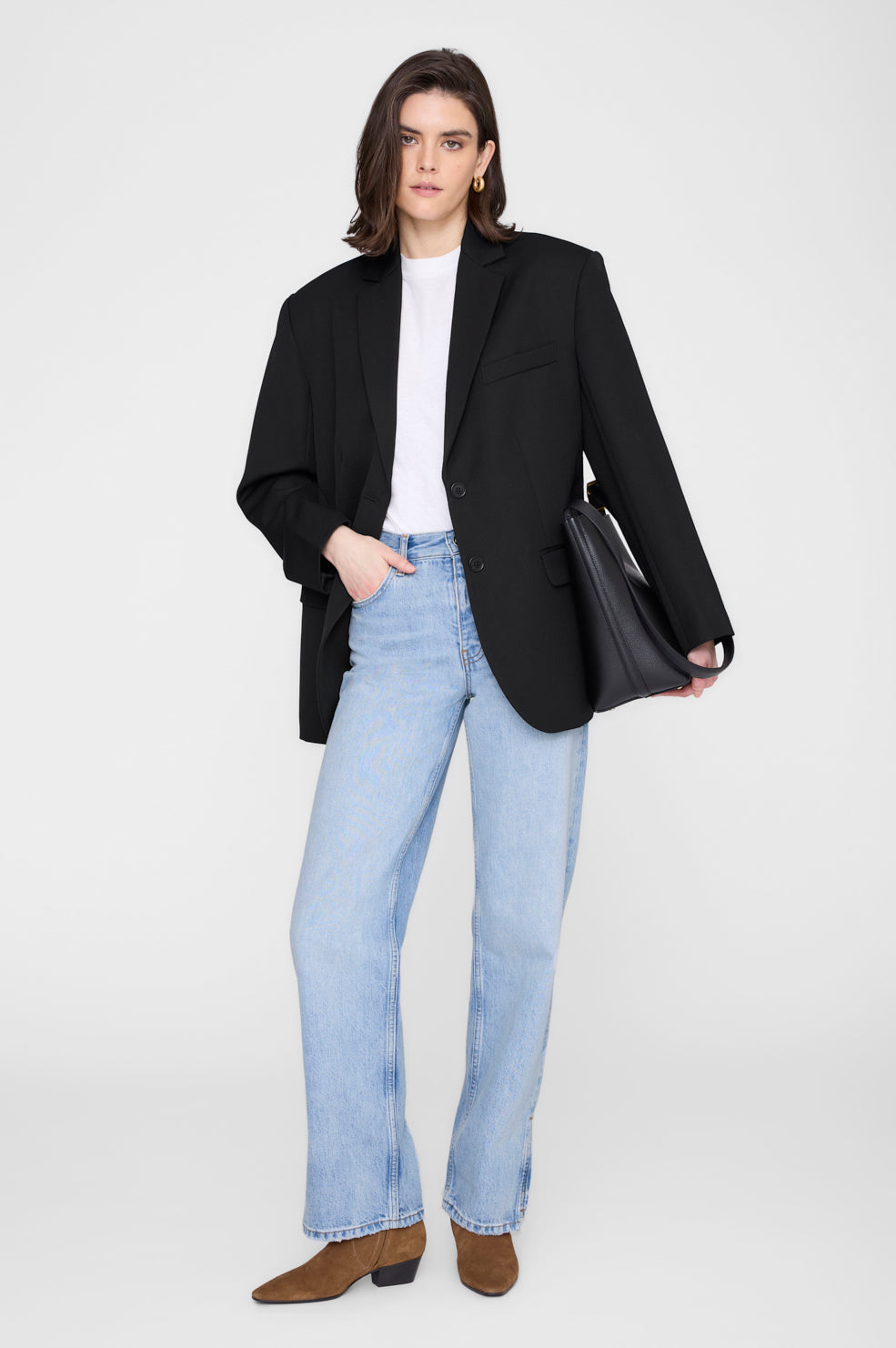 ANINE BING Freya Flat Boots - Tobacco - On model front