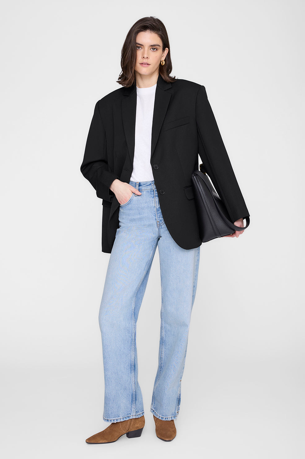 ANINE BING Freya Flat Boots - Tobacco - on model front