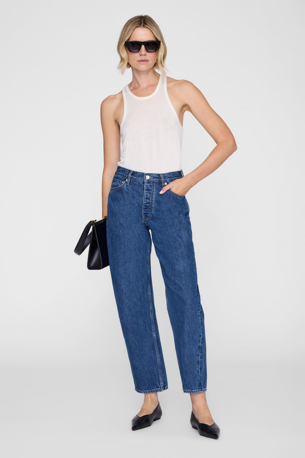 ANINE BING Fritz Jean - Clean Indigo - on model front 