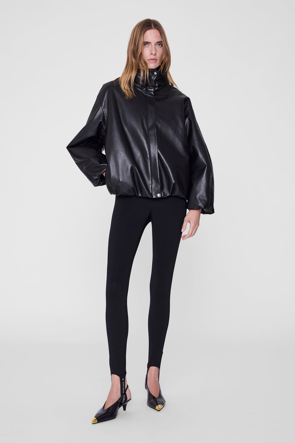 ANINE BING Fuse Legging - Black on model front second image