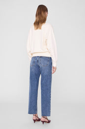 ANINE BING Harry Shrunken Signet Sweatshirt - Ecru - on model back