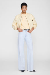 ANINE BING Harry Shrunken Sweatshirt - Butter Yellow - on model front second image