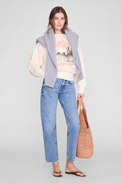 ANINE BING Harry Shrunken Sweatshirt Surfer - Washed Buttercream - on model front