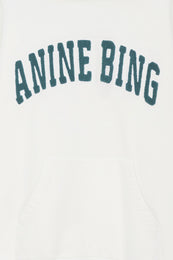 ANINE BING Harvey Sweatshirt - Ivory With Dark Sage - Detail View