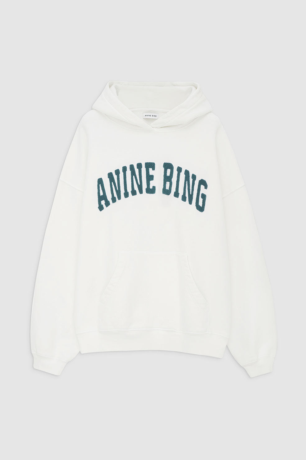 ANINE BING Harvey Sweatshirt - Ivory With Dark Sage - Front View
