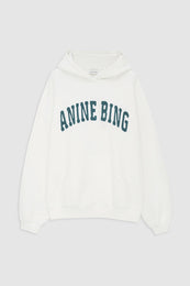 ANINE BING Harvey Sweatshirt - Ivory With Dark Sage - Front View