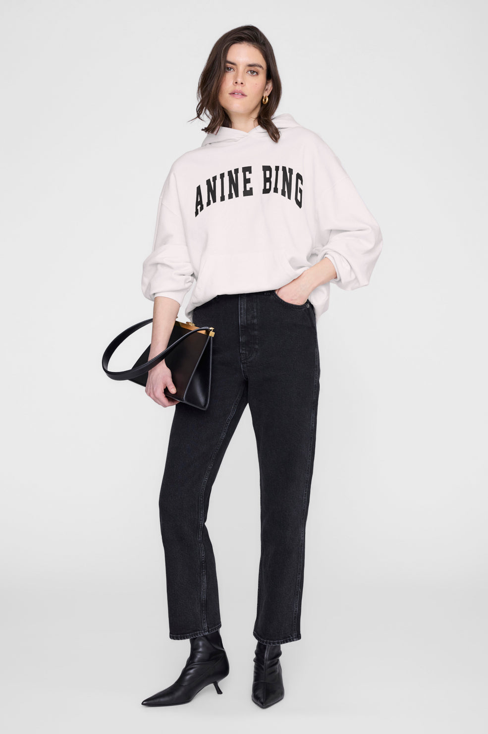 ANINE BING Harvey Sweatshirt - Washed Pink - on model front 
