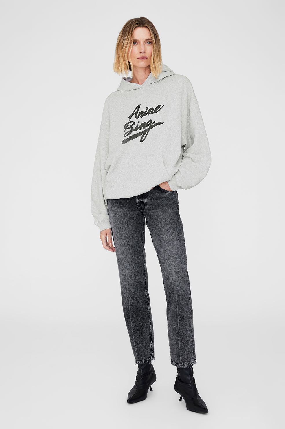 ANINE BING Harvey Sweatshirt Signature - Heather Grey