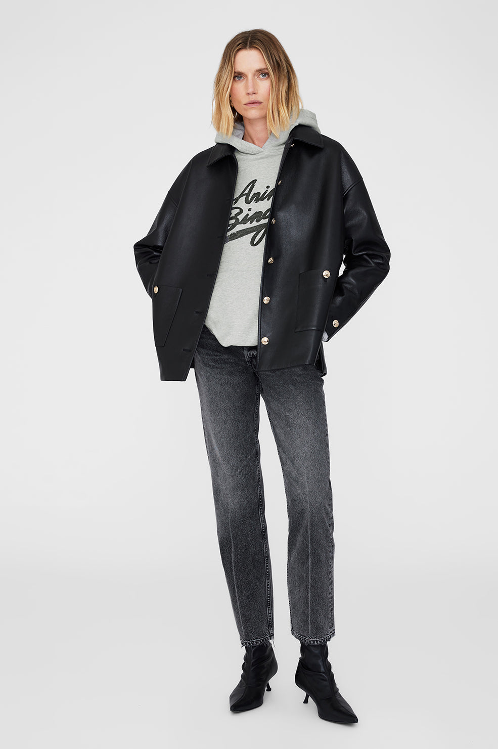 ANINE BING Harvey Sweatshirt Signature - Heather Grey thumbnail