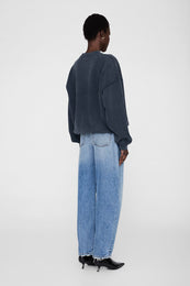 ANINE BING Harvey Crew Sweatshirt Snake - Washed Black - on model back 