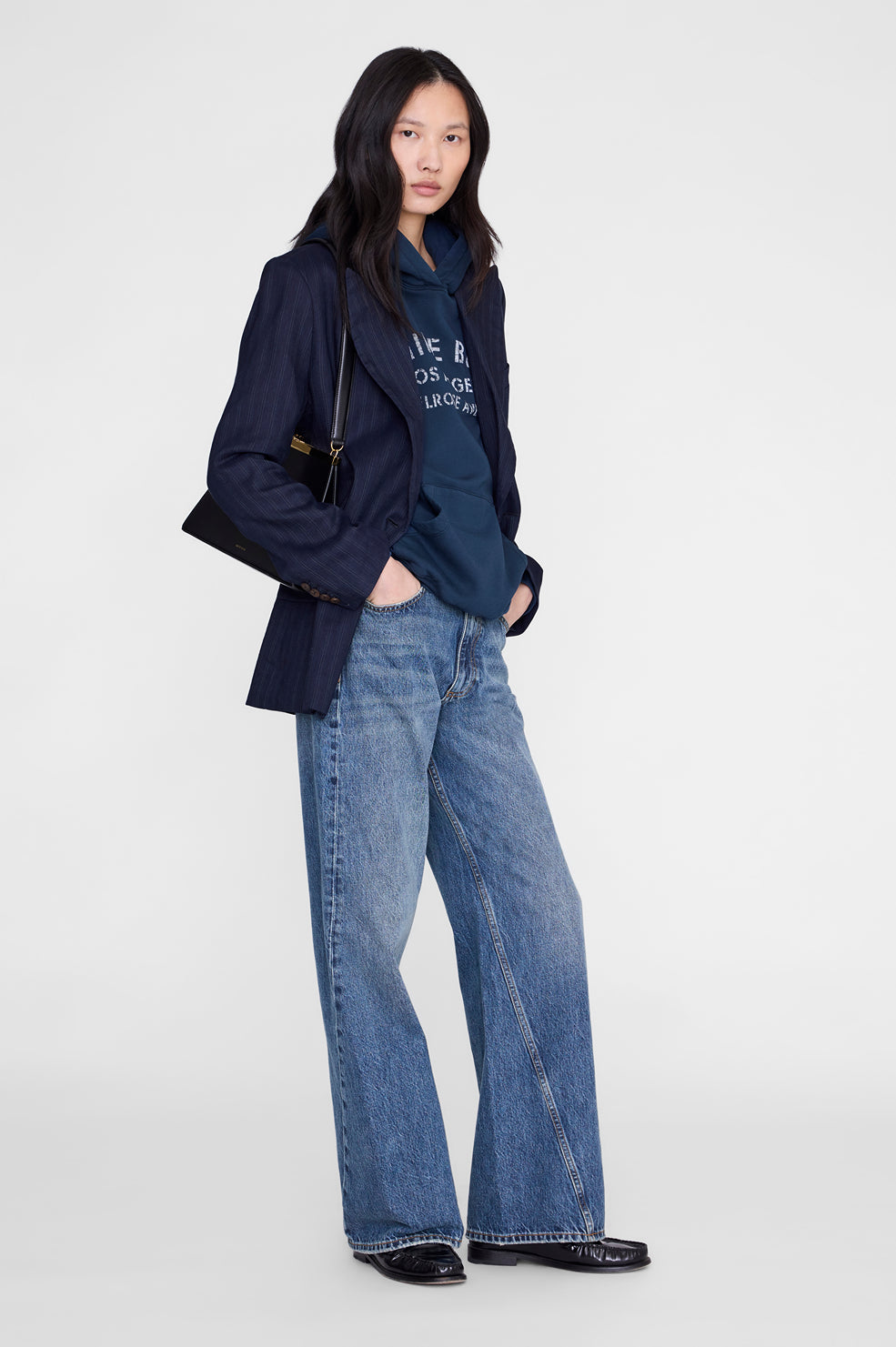 ANINE BING Harvey Sweatshirt Melrose Stencil - Navy