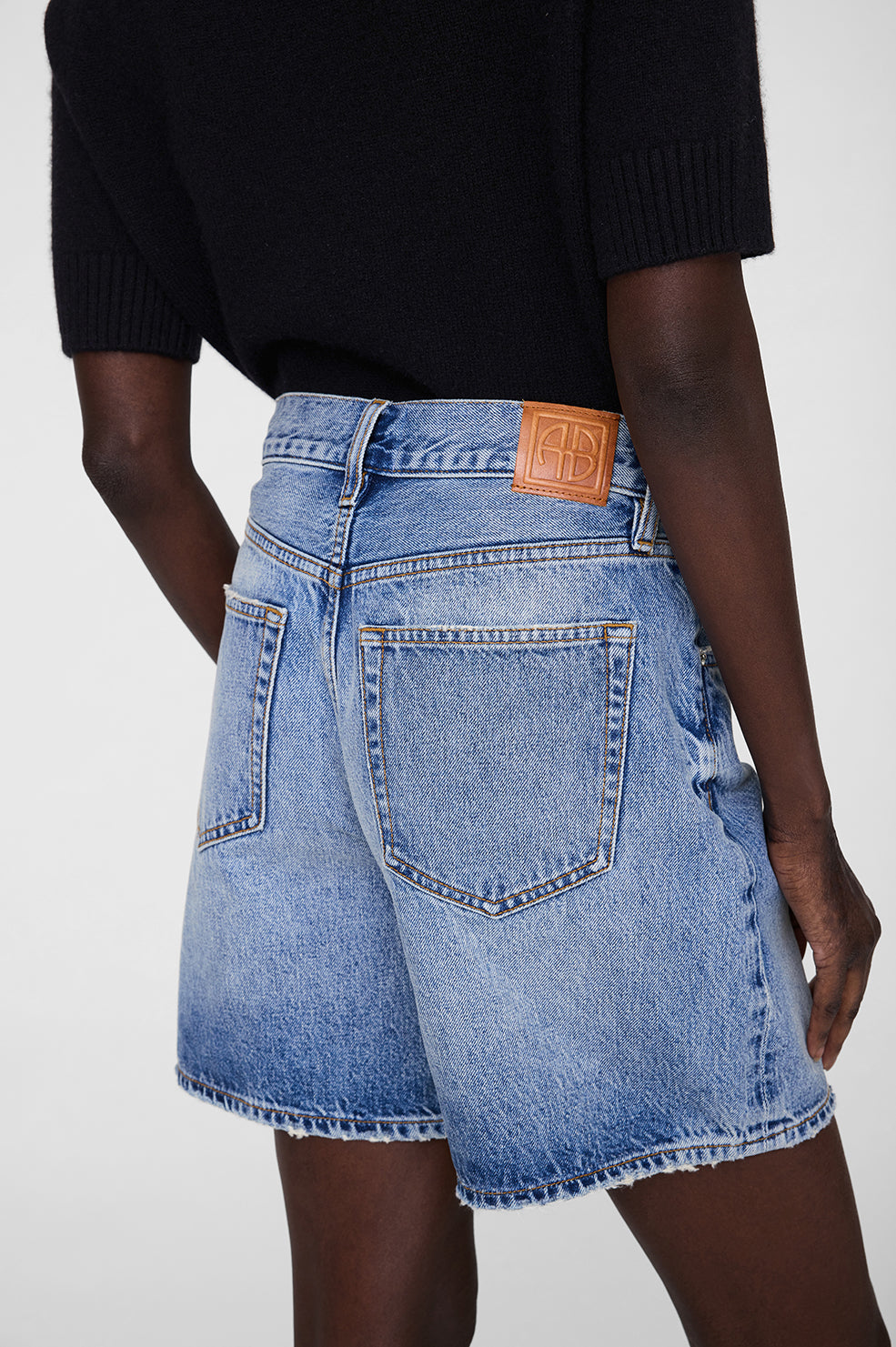 ANINE BING Heath Short - Caspian Blue - on model back detail view second image