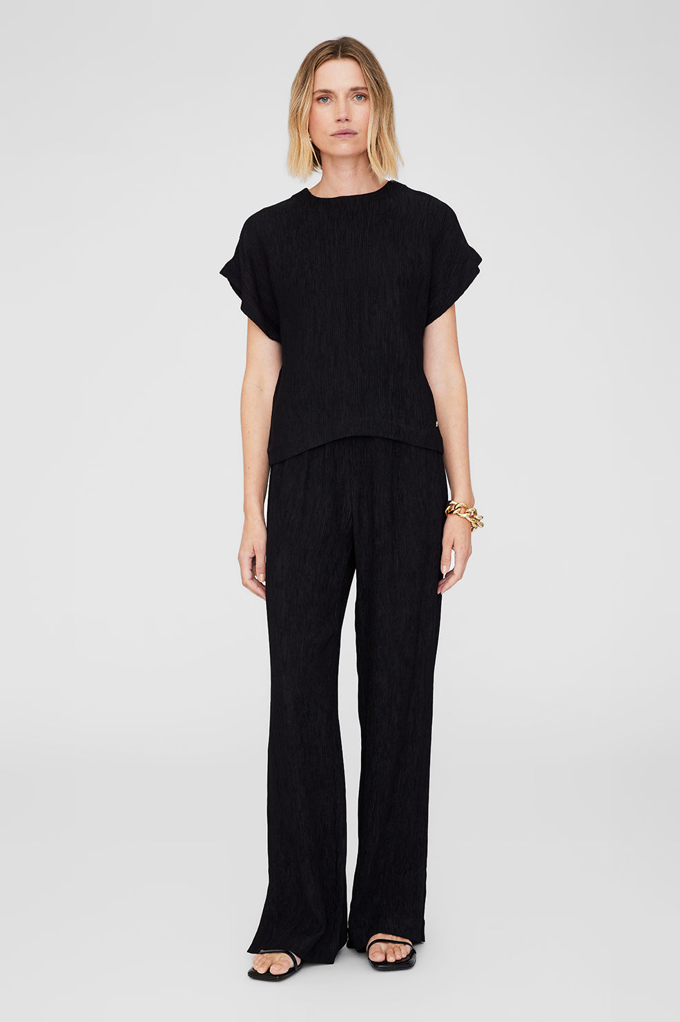 ANINE BING Hilda Flat Sandals - Black thumbnail