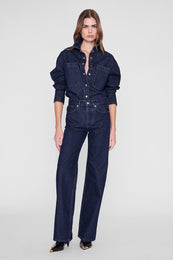 ANINE BING Hugh Jean 32" - Unwashed Blue - on model front