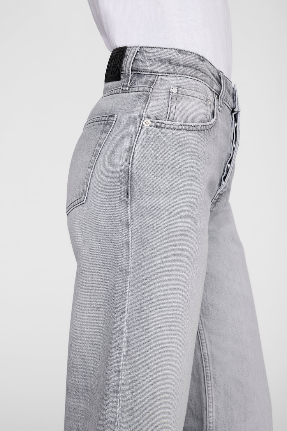 ANINE BING Hugh Jean - Oyster Grey  - side detail view