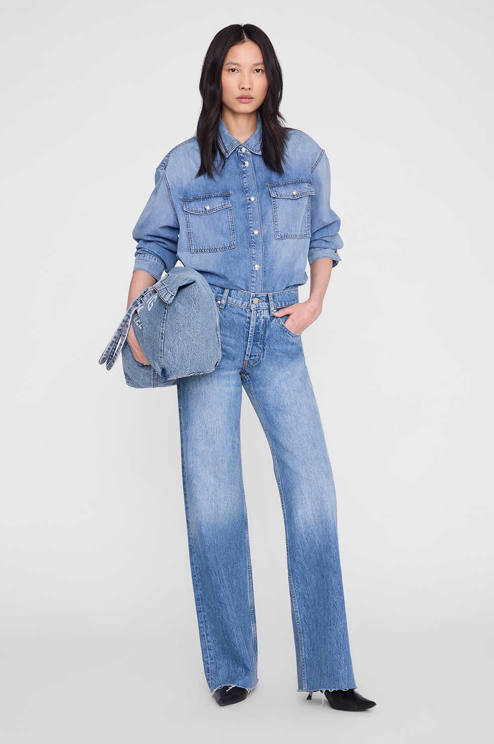 ANINE BING Hugh Jean - Panama Blue - on model front