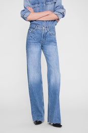 ANINE BING Hugh Jean - Panama Blue - on model Front detail 