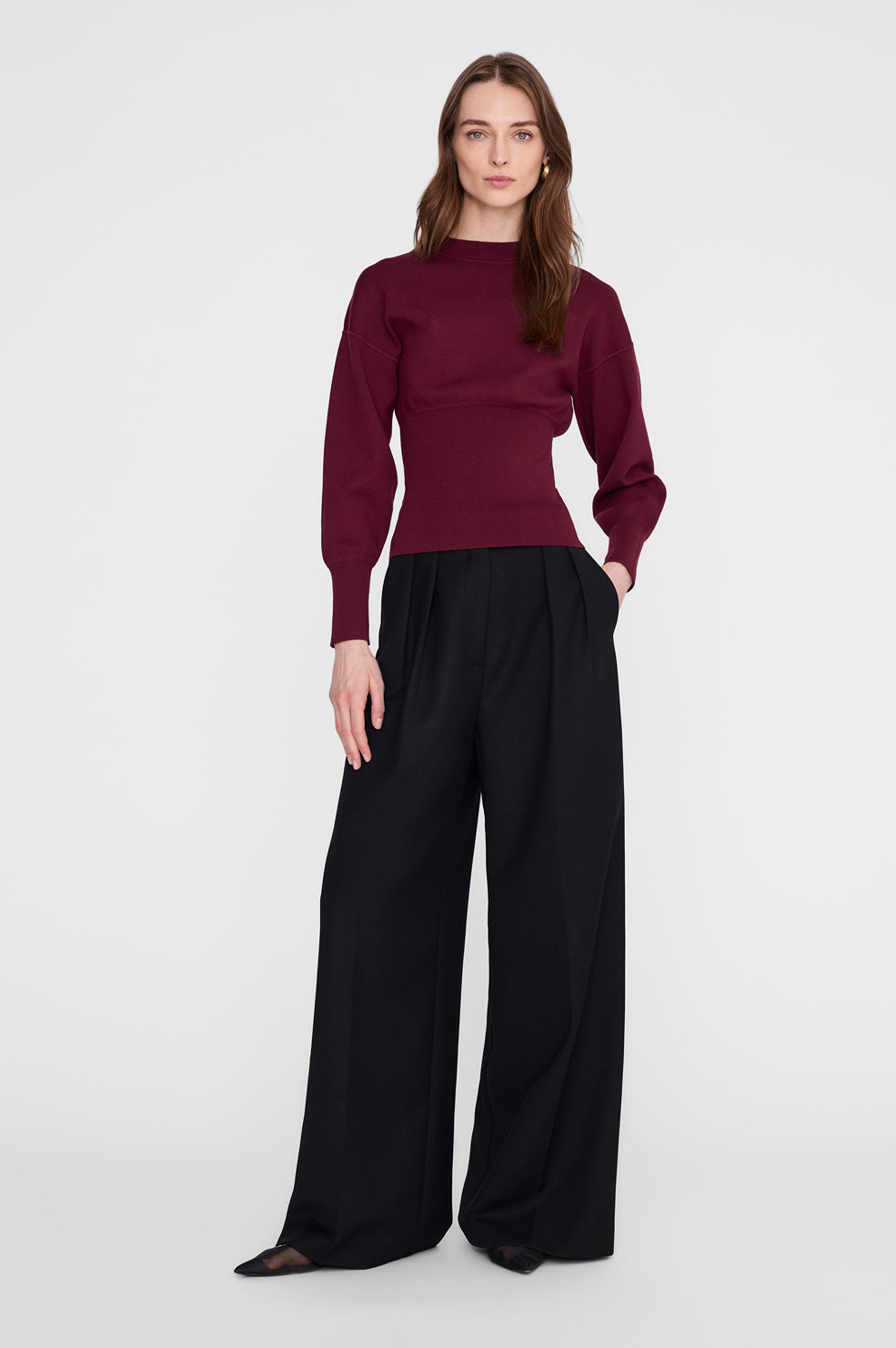 ANINE BING Imane Sweater - Fig - on model front